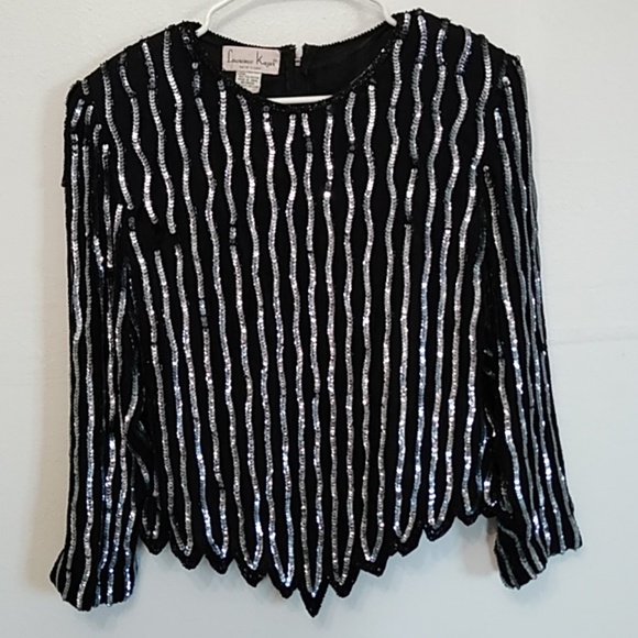 Laurence Kazar Tops - Black & Silver Sequin Blouse